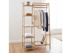Dřevěný stojan na oblečení s&nbsp;policemi a&nbsp;věšákem - šířka 80 cm 9