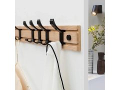 Dřevěný věšák s 5 kovovými háčky 50 cm 6