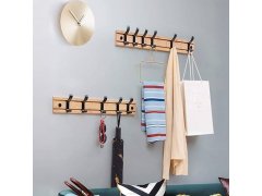 Dřevěný věšák s 5 kovovými háčky 50 cm 7