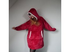 Hřejivá mikinová deka - vínová 8