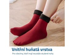 Hřejivé ponožky s kožíškem - červené 3