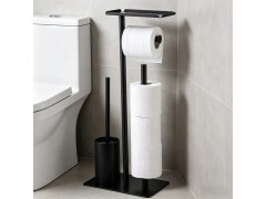 Kovový černý stojan na toaletní papír s&nbsp;WC štětkou 3