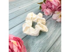 Látková gumička do vlasů - krémová 7