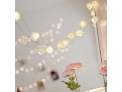 LED světelný řetěz na baterie s růžičkami - 20 květů 2