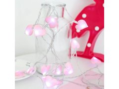 LED světelný řetěz - růžová srdce 10