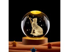  LED svítící skleněná koule - kočka 1