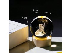  LED svítící skleněná koule - kočka 4