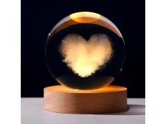  LED svítící skleněná koule - srdce 1