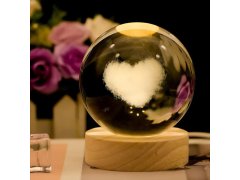  LED svítící skleněná koule - srdce 2