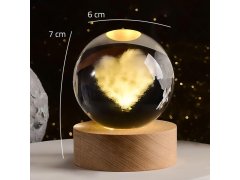  LED svítící skleněná koule - srdce 4