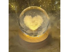  LED svítící skleněná koule - srdce 5