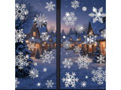 Nálepky na okno - sněhové vločky 52 ks - stříbrné 1