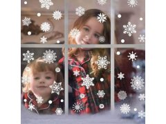 Nálepky na okno - sněhové vločky 52 ks - stříbrné 11