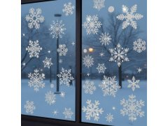 Nálepky na okno - sněhové vločky 52 ks - stříbrné 12
