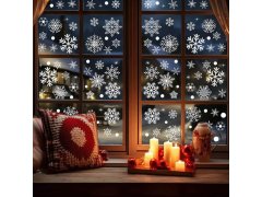 Nálepky na okno - sněhové vločky 52 ks - stříbrné 6