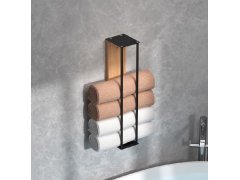 Nástěnný držák na ručníky dřevo/kov 40 cm