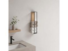 Nástěnný držák na ručníky dřevo/kov 40 cm 5