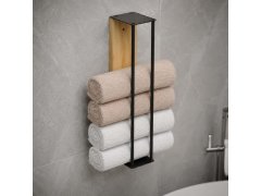 Nástěnný držák na ručníky dřevo/kov 40 cm 9