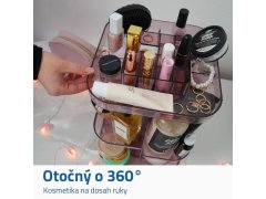 Otočný organizér na kosmetiku - transparentní růžový 2