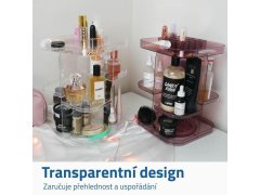 Otočný organizér na kosmetiku - transparentní růžový 3