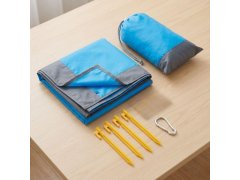 Plážová podložka s&nbsp;kolíky odolná vůči vodě a&nbsp;písku 2x2 m modrá 2