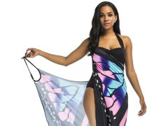 Plážové šaty/tunika přes plavky motýlí křídla - L-XL - modré 5