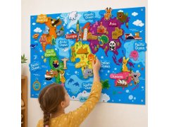 Plstěná dětská mapa světa se zvířátky a&nbsp;památkami 1