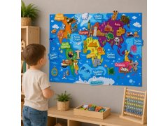Plstěná dětská mapa světa se zvířátky a&nbsp;památkami 8