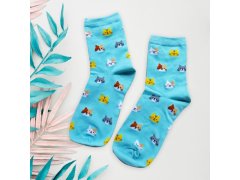 Ponožky s kočičkami - modré