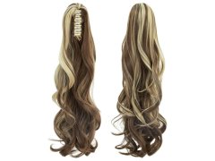 Příčesek do vlasů vlnitý culík 60 cm - melír 4