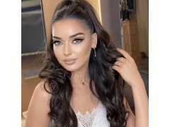 Příčesek do vlasů vlnitý culík 60 cm - tmavě hnědý 4