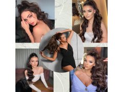 Příčesek do vlasů vlnitý culík 60 cm - tmavě hnědý 7