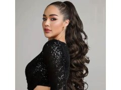 Příčesek do vlasů vlnitý culík 60 cm - tmavě hnědý 9