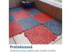 Protiskluzová gumová dlažba - červená 2
