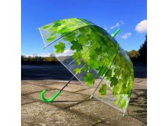 Průhledný deštník - zelené listy 1