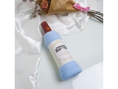 Ručník v dárkovém balení láhev vína - modrý