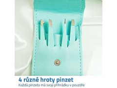 Sada pinzet 4 ks v pouzdru - světle modrá 2