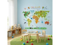 Samolepka na zeď - dětská mapa světa 3