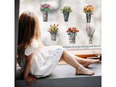 Samolepky na zeď - květiny v květináči 6