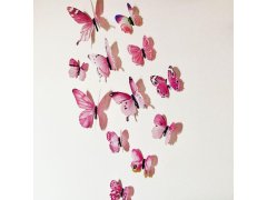 Set svítících motýlků na zeď - růžový 4