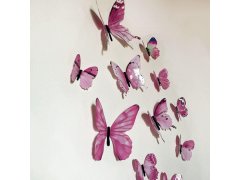 Set svítících motýlků na zeď - růžový 5
