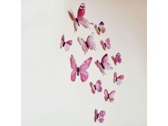 Set svítících motýlků na zeď - růžový 6