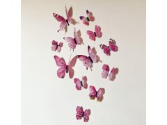 Set svítících motýlků na zeď - růžový 7