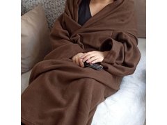 Televizní deka s rukávy - hnědá 2