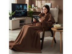 Televizní deka s rukávy - hnědá 4