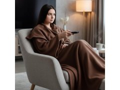 Televizní deka s rukávy - hnědá 8