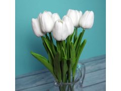 Umělé tulipány 10 ks - bílé 6