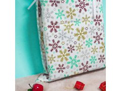 Vánoční dárkový balicí sáček se šňůrkou - 51x39 cm - sněhové vločky 11