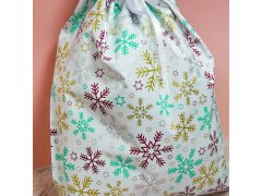 Vánoční dárkový balicí sáček se šňůrkou - 51x39 cm - sněhové vločky 12
