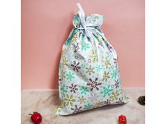 Vánoční dárkový balicí sáček se šňůrkou - 51x39 cm - sněhové vločky 13